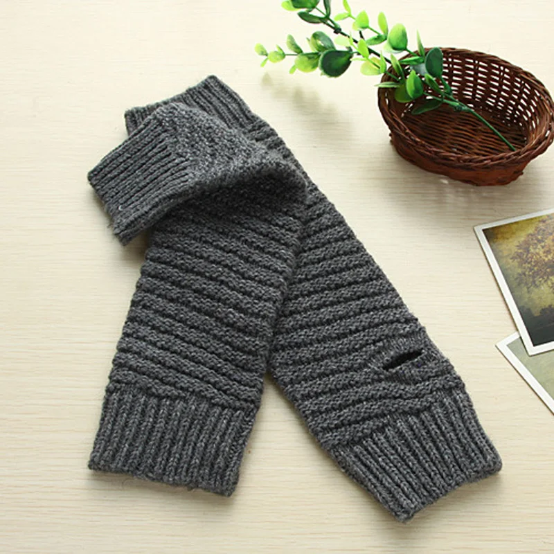 Модные перчатки без пальцев из овечьей шерсти женские зимние теплые однотонные