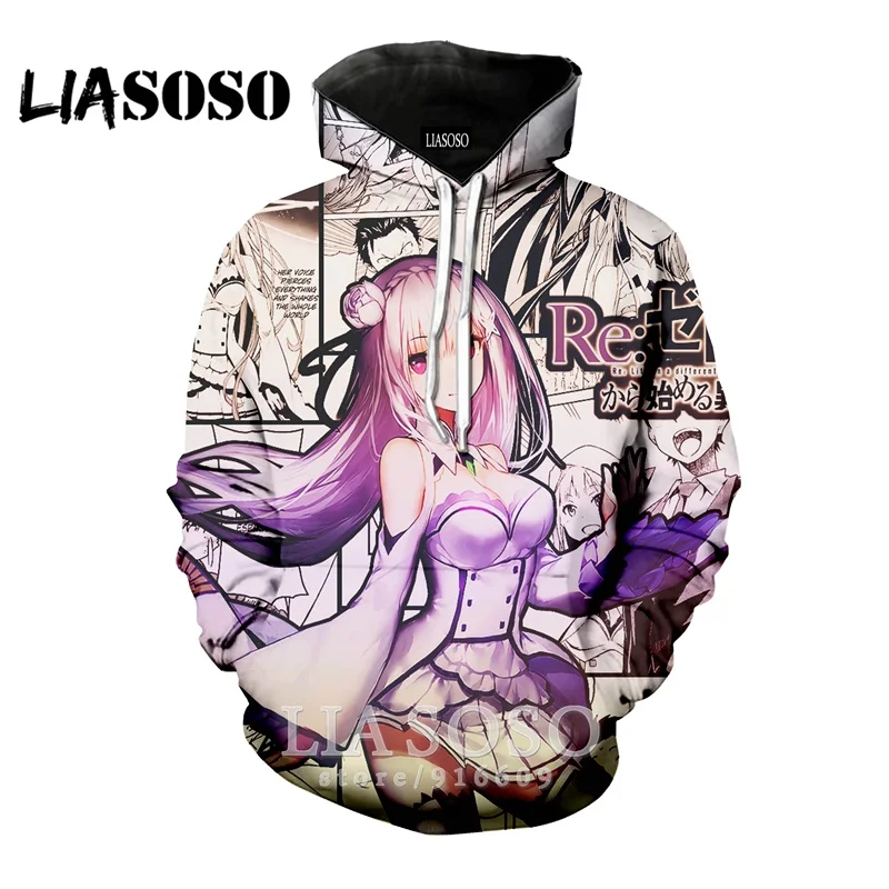 Забавный 3D принт для женщин мужчин аниме логотип homme Harajuku Re Zero Rem толстовка одежда толстовки уличная толстовка модная рубашка E778