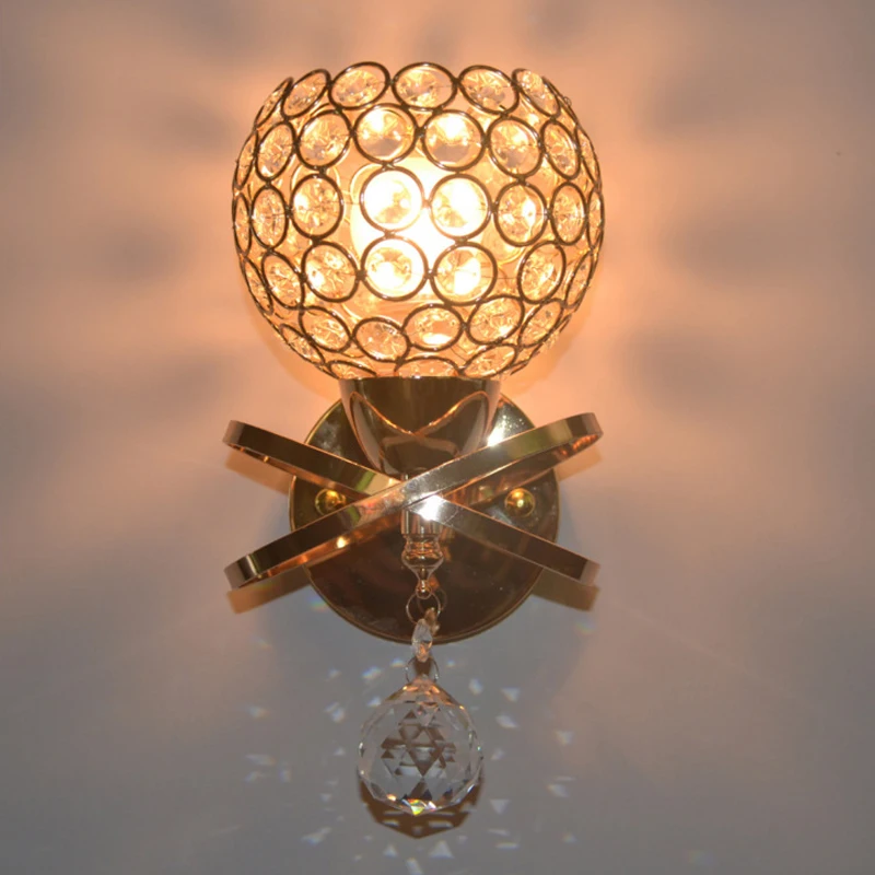 European Sliver Gold Crystal Bedside Wall Lamp Creative Single Head Art E27 Aisle Light Bathroom Mirror Home Decro | Лампы и освещение