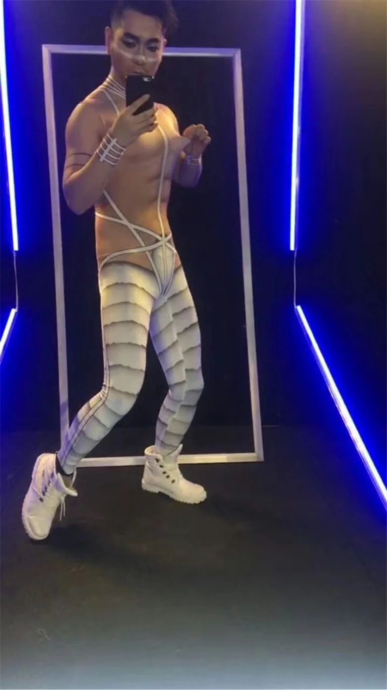 Сексуальный мужской костюм для ночного клуба танцевальный бара DJ певица танцор