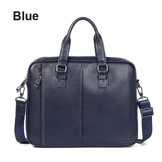 blue Новинка мужской портфель из натуральной кожи Модная Вместительная деловая сумка черная Мужская сумка через плечо для ноутбука мужской портфель - Цвет: blue