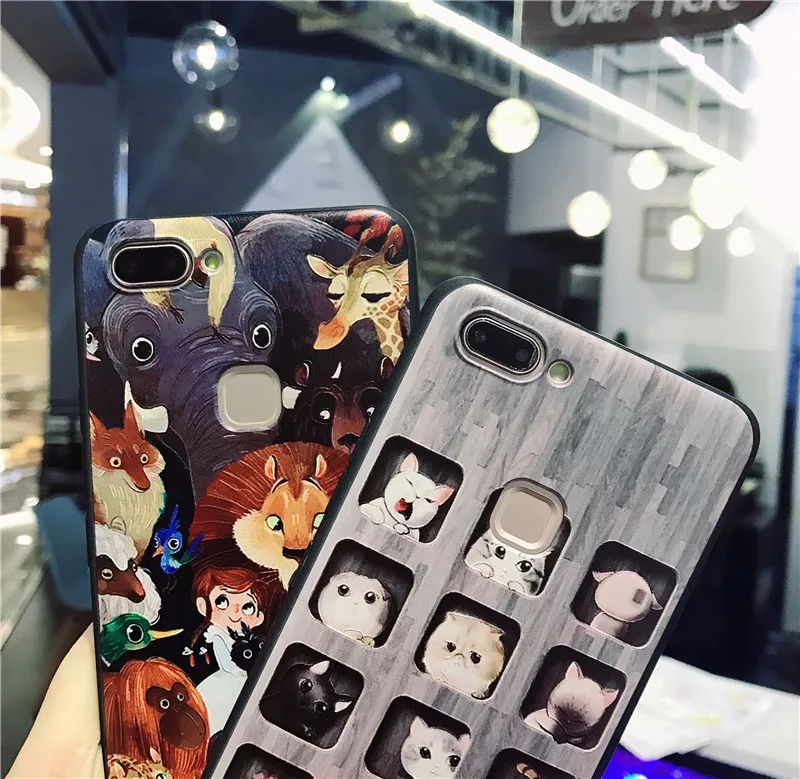 Мягкий чехол из ТПУ с 3D рельефным рисунком кота для vivo Y66 Y67 Y75 Y79 Y83 Y85 Y71 V9 V5 Lite V7 X7 X9