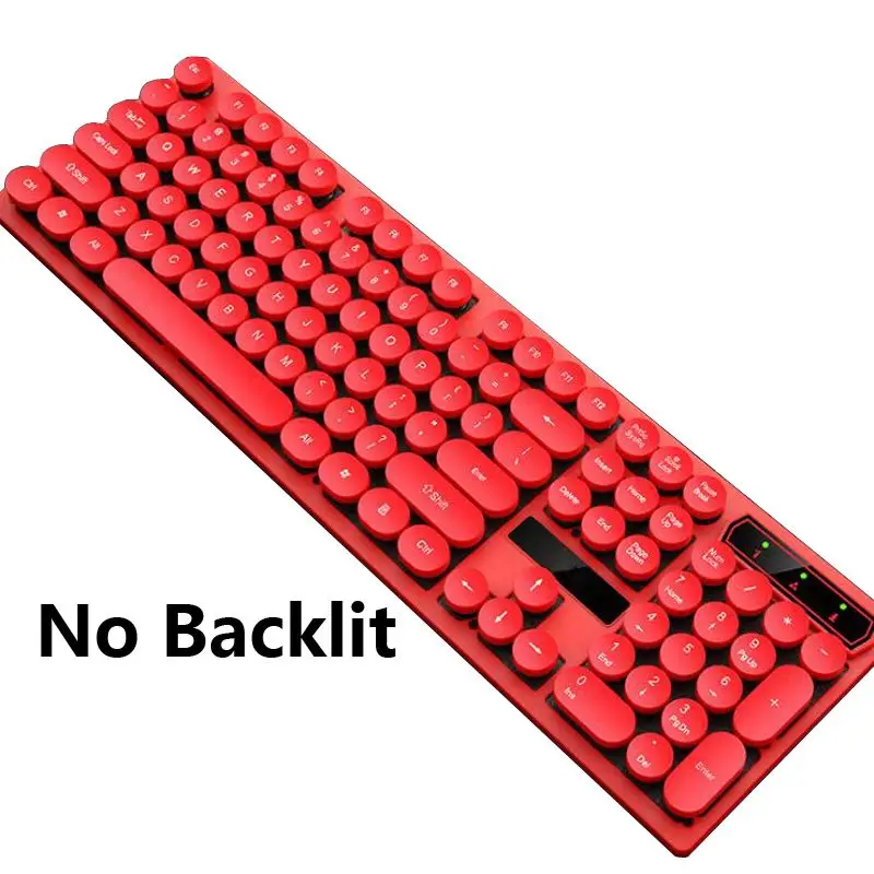 Red No Backlit USB Проводная Ретро Паровая панк компьютерная клавиатура светодиодный с подсветкой игровая клавиатура для PC Gamer Mac Настольный Ноутбук эргономичный дизайн - Цвет: Red No Backlit