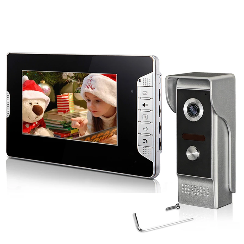 7''Inch Color Screen Wired Video Doorbell Intercom System,Dual-way Intercom,Monitor,Unlock with Night Vision Camera