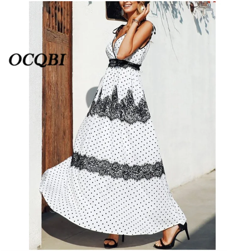Богемное женское летнее длинное платье 2019 в винтажном стиле Пикантные вечерние