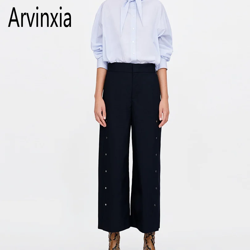 Arvinxia ZA Новые поступления Твердые свободные Для женщин широкие штаны