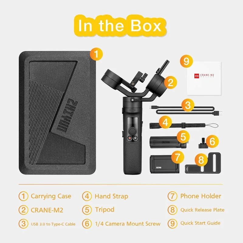 Zhiyun Crane-M2 кран M2 3-осевой ручной шарнирный стабилизатор для камеры GoPro Портативный все в одном Для беззеркальных камер смартфонов экшн-камер - Цвет: Zhiyun Crane M2