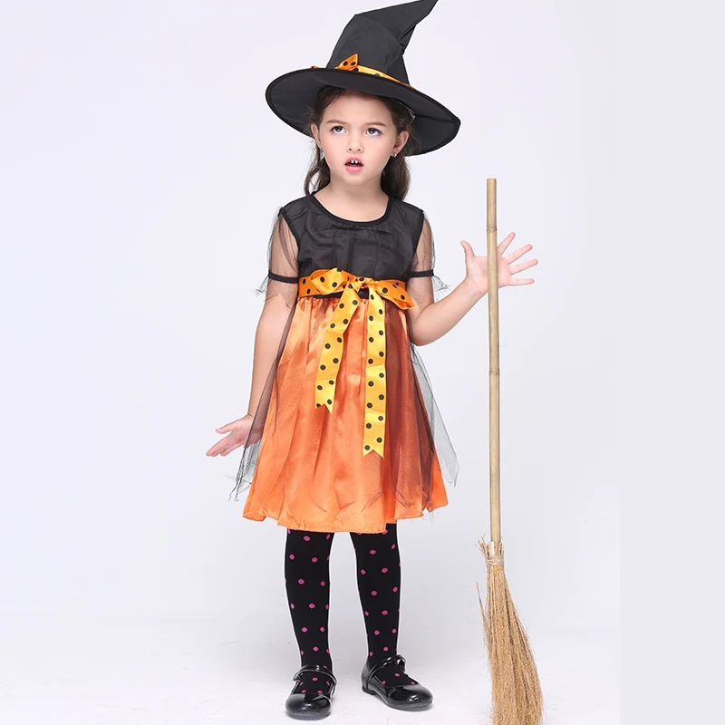 Лидер продаж Детский костюм для девочек ведьмы на Хэллоуин карнавальный детское