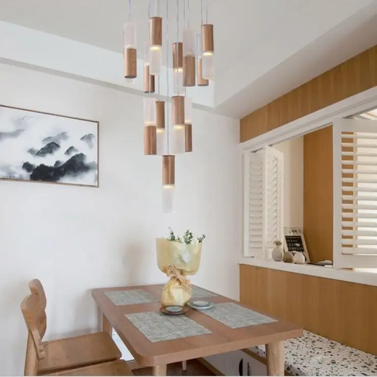 

Modern minimalist creative wood flashlight chandelier cafe aisle living room bedroom restaurant hotel bar chandelier led fixture