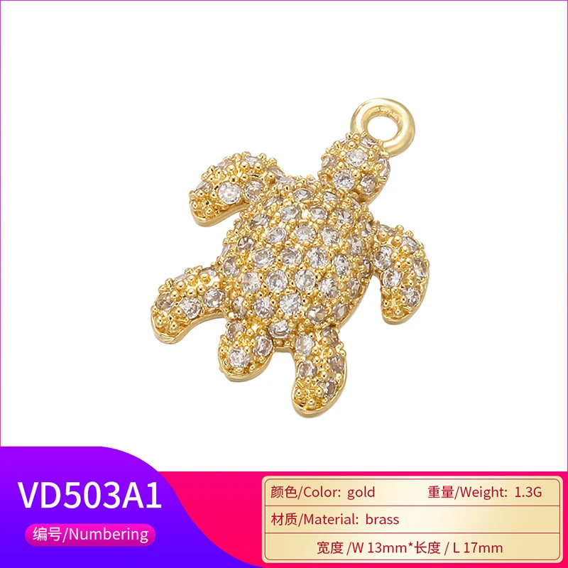 ZHUKOU изысканный латунный хрустальный кулон черепаха для рукоделия DIY ожерелье