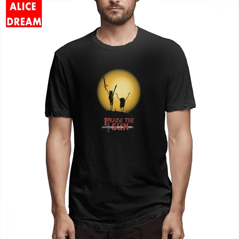 Jolly Cooperation Tee для мужчин темно-Душ рубашка &quotВосславь солнце&quot футболка аниме