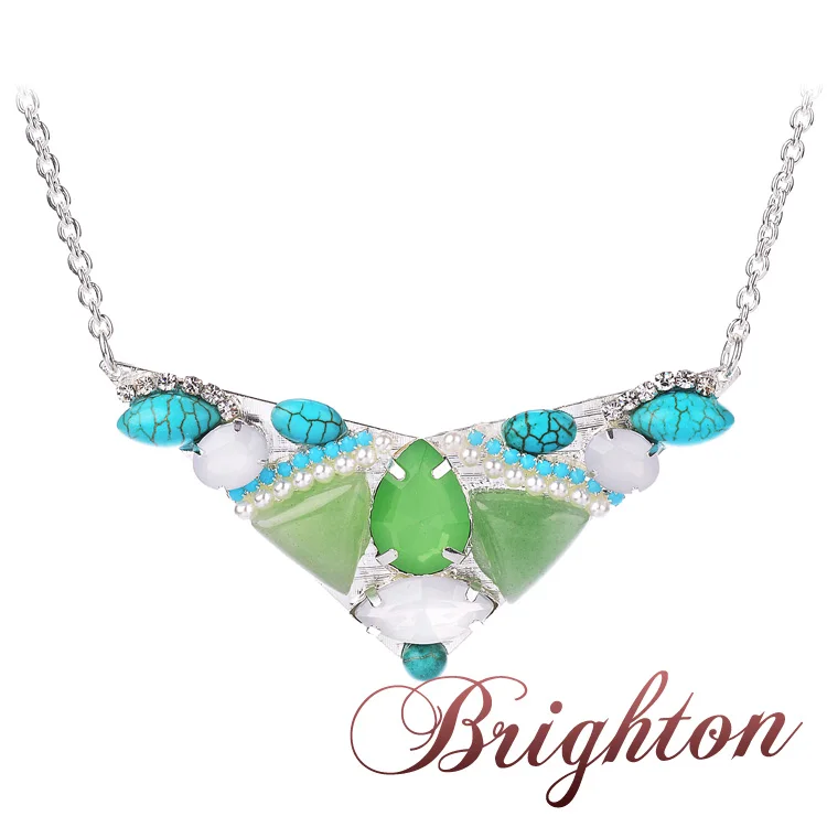 2015 new European and American retro fashion plus green woman exaggerated silver necklace gift | Украшения и аксессуары