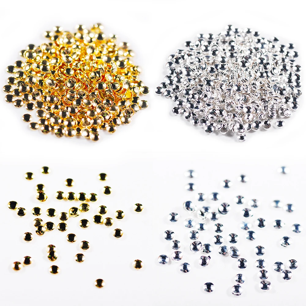 0.8mm-3.0mm Round Dot Gold Silver Metal Nails Rivet 500pcs Nail Decorations 3D Art Manicure Rhinestones Tools Body | Красота и