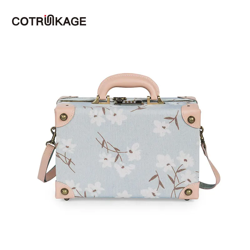 COTRUNKAGE Mini 12 &quotЖенская Натуральная кожа сверхмощная Цветочная переноска на руку