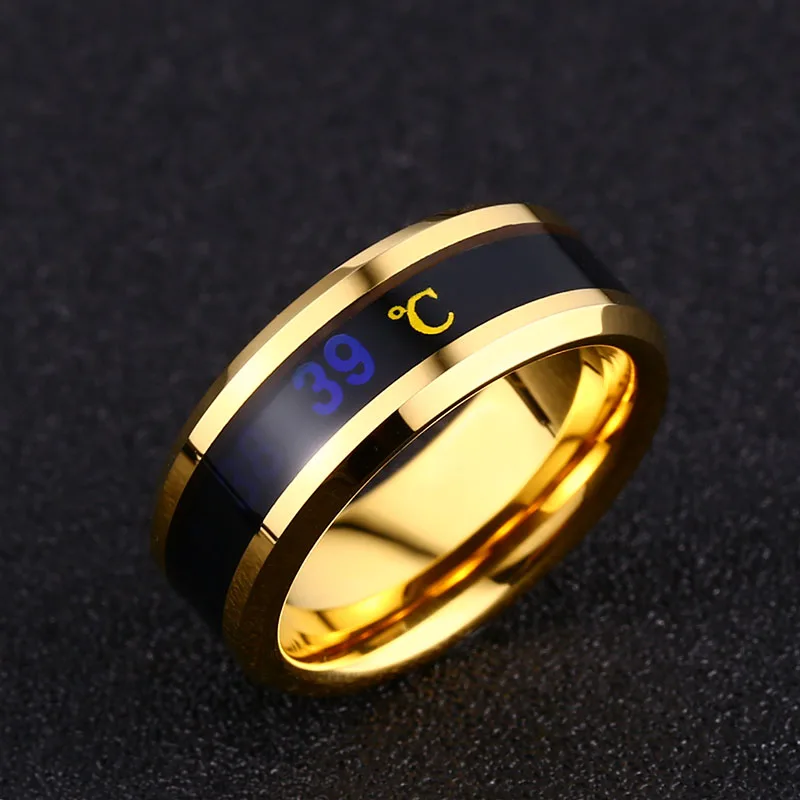gold BEIER 316L нержавеющая сталь модный Интеллектуальный Термометр измерительное кольцо для измерения температуры простые Креативные Свадебные ювелирные изделия BR-R115 - Цвет основного камня: gold