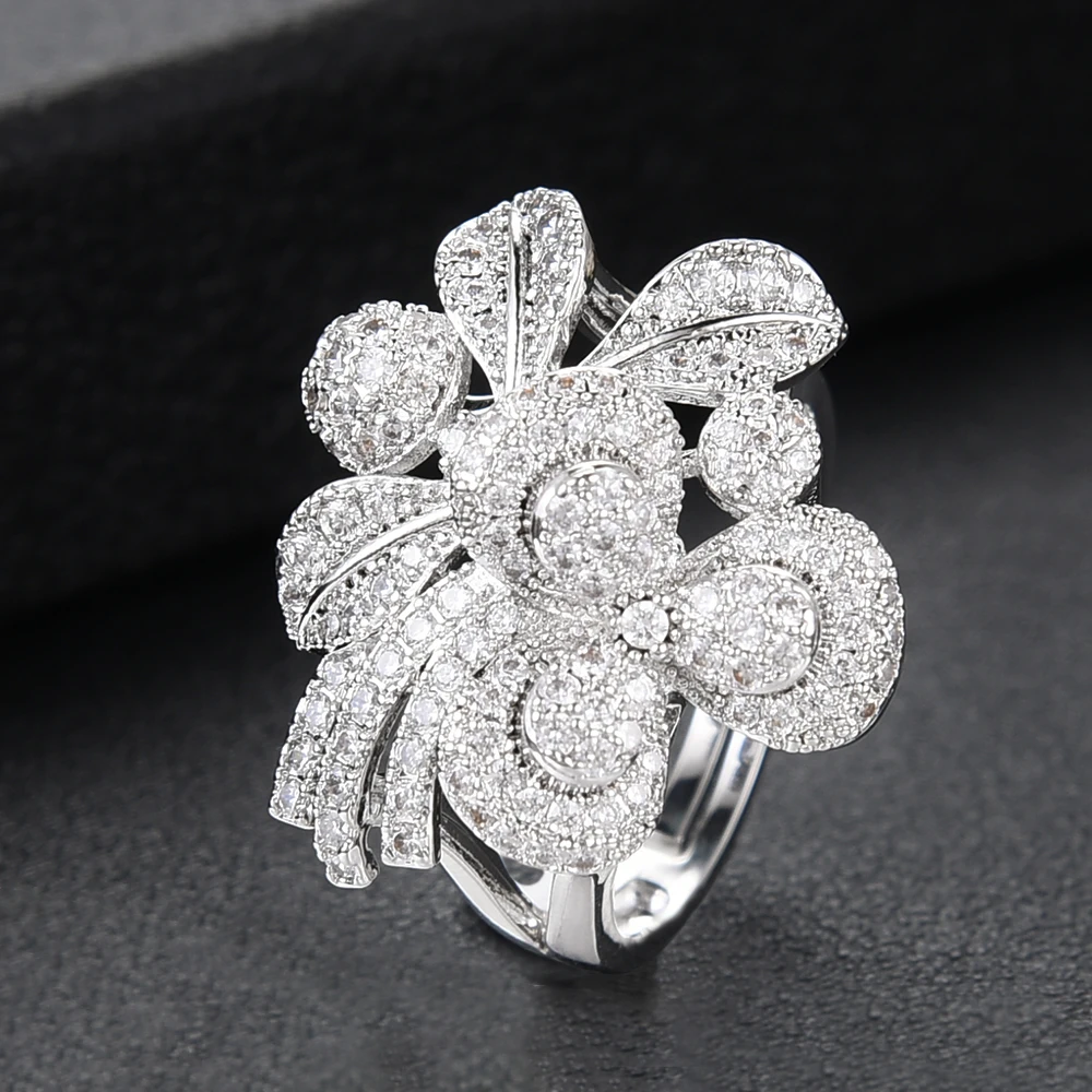 

SisCathy 4pc Big Statement Flower Jewelry sets For Women Luxury Cubic Zircon CZ African Dubai Wedding Bridal Jewelry Sets 2019