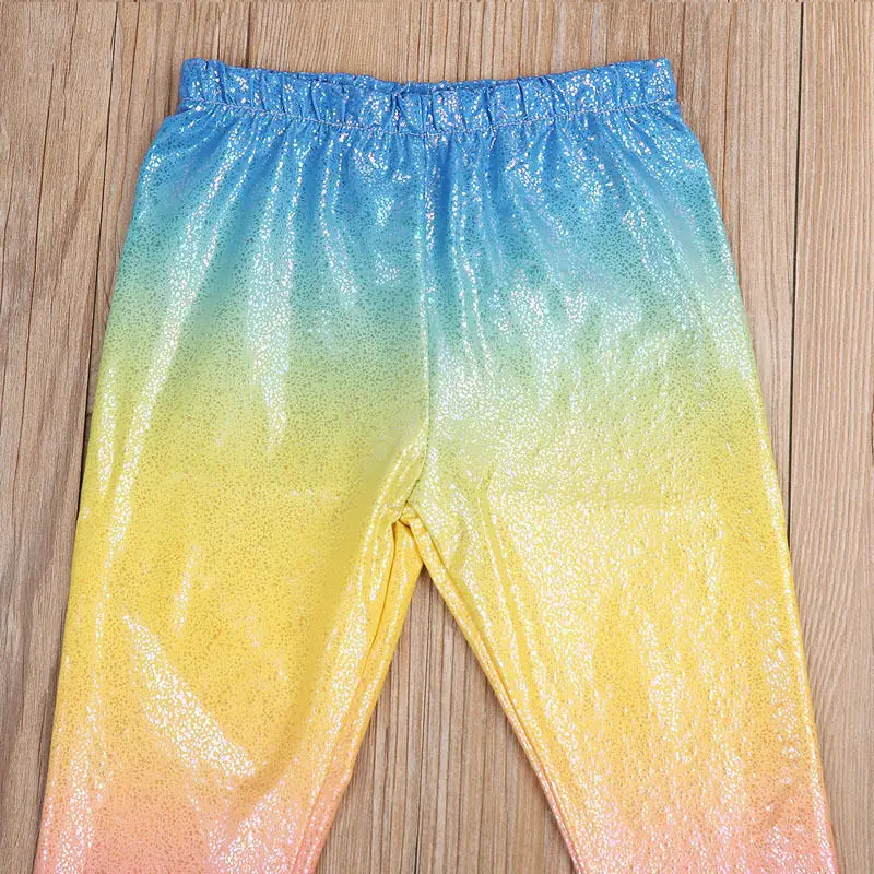 Новинка 2017 года детские длинные штаны с блестками и градиентом для маленьких