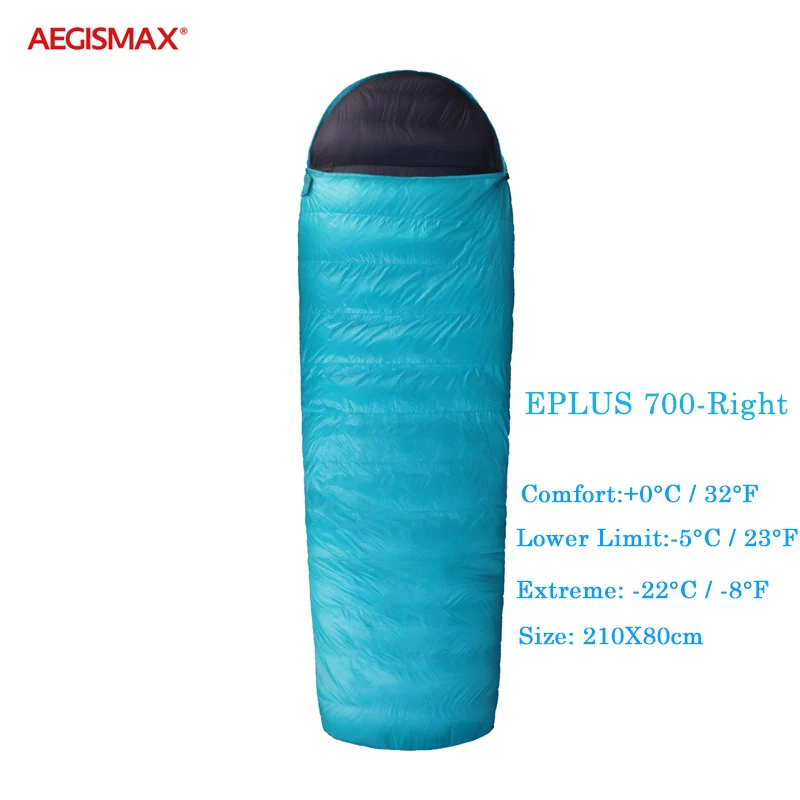 EPLUS700-Right AEGISMAX EPLUS700 95% гусиный пух конверт спальный мешок трехсезонный Открытый Кемпинг сплайсинга двойной спальный мешок 800FP - Цвет: EPLUS700-Right