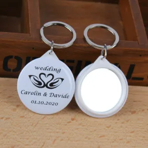 Насыщенный сапфировый 30 шт. на заказ DIY Personalize брелок с зеркалом жениха невесты имя, дата гравировки Свадебная вечеринка подарок услуга сувениры гость - Цвет: Насыщенный сапфировый