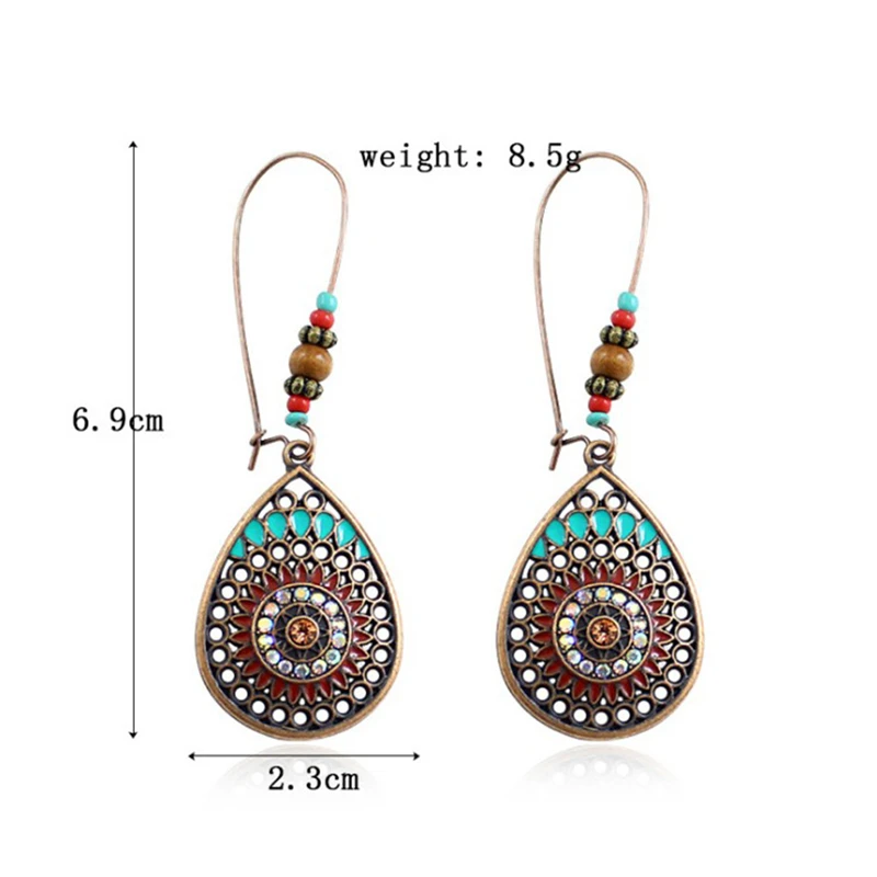 Женские серьги в богемном стиле винтажные геометрические подвески форме капли