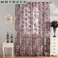 floral window tulle curtains for living room bedroom sheer curtains for the kitchen finished voile curtains for window drapes