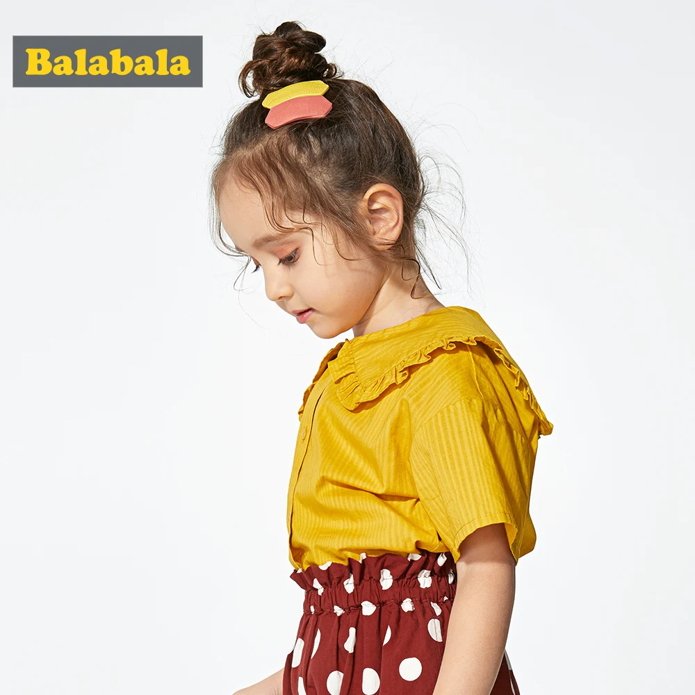 Детская рубашка для девочек BalabalaChildren хлопковая клетчатая с короткими рукавами