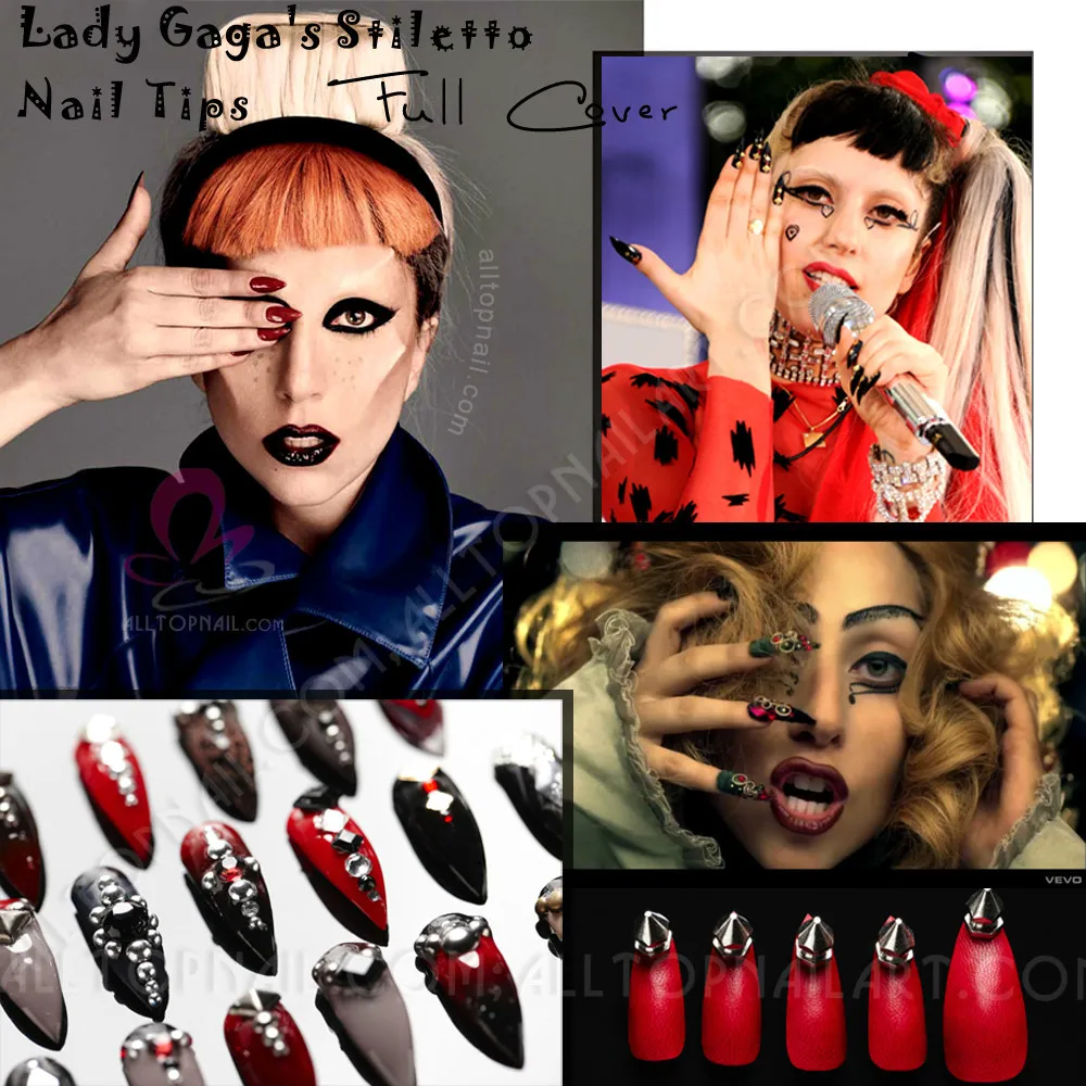 100x женские Gaga стилеты для ногтей A_Grade Белый Полный Чехол французский ложный салон