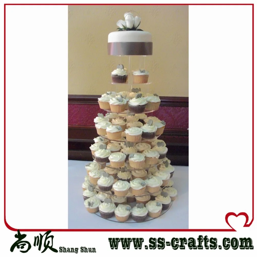 

free shipping 7 tier DIY acrylic wedding cake stand Organic glass cup cake exhibition stand