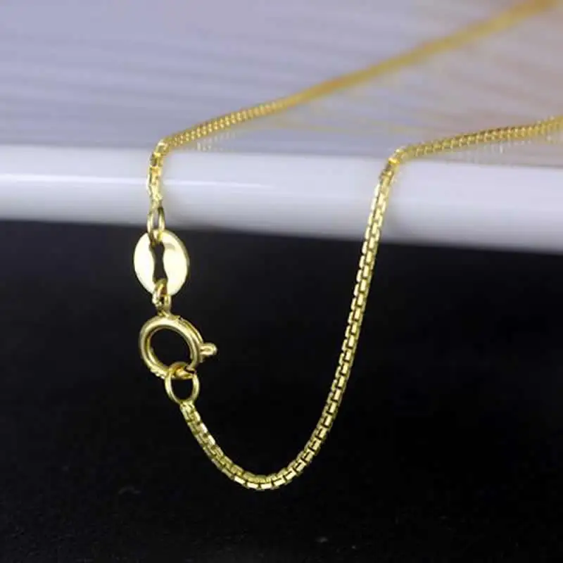 Женское Ожерелье из чистого желтого золота 18 К большая цепочка с коробкой