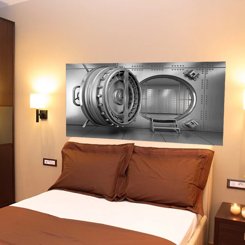 3D Наклейка на стену в виде банковского хранилища креативная фотография над