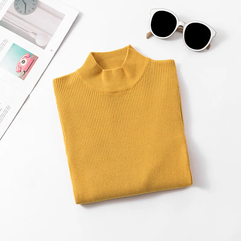 Женский трикотажный свитер Gaganight однотонный эластичный облегающий с высоким