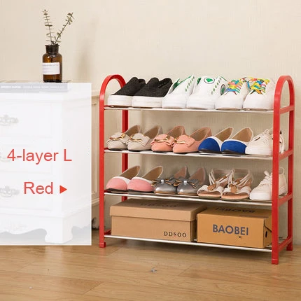 Red 4l L Минималистичный современный стеллаж для обуви, металлическая полка для обуви, мебель для гостиной, органайзер для обуви, экономия пространства - Цвет: Red 4l L
