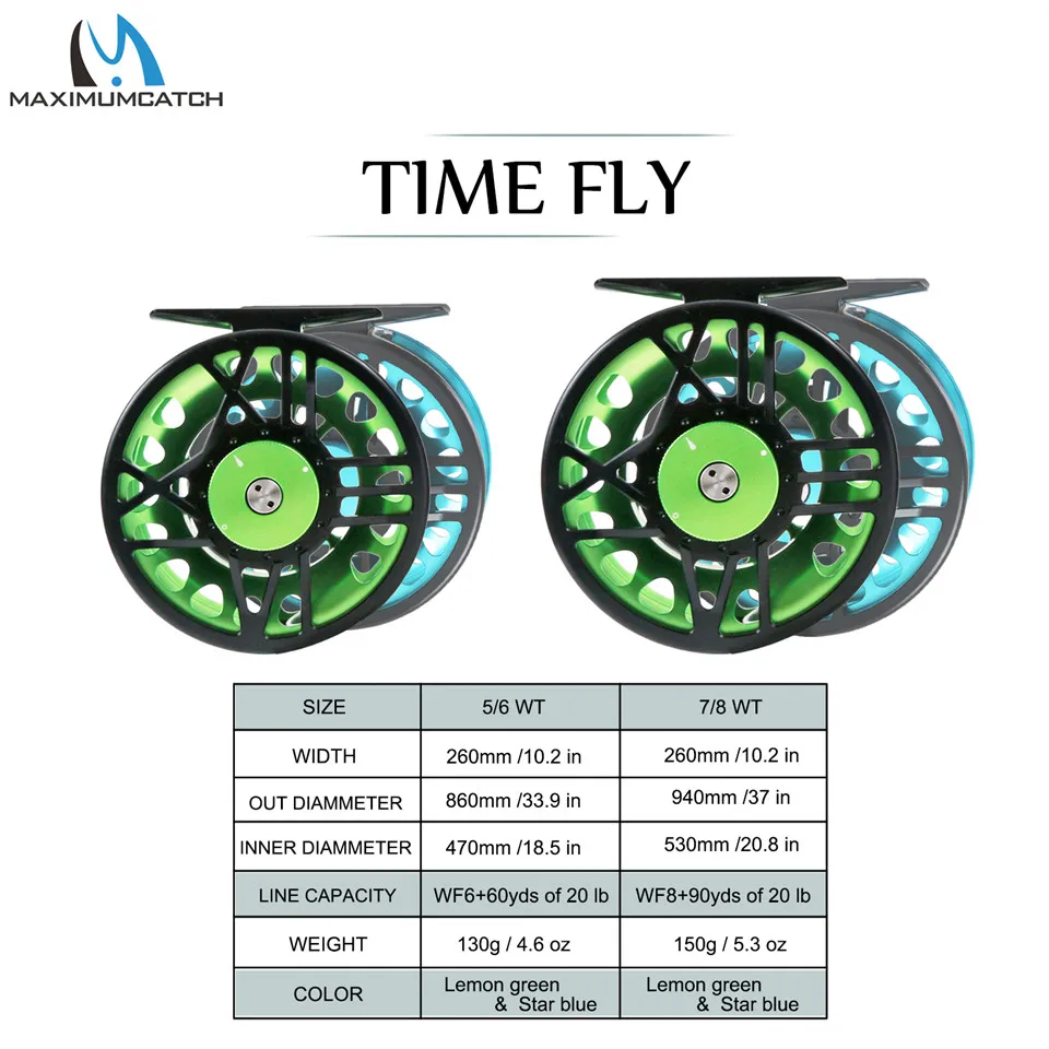 Maximumcatch TimeFly 5/6/7/8wt Fly Reel CNC обработанный алюминиевый тефлоновый диск Drag System