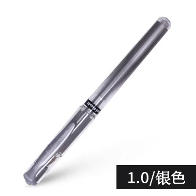 Silver 6 шт./лот, Настоящая японская шариковая гелевая ручка Signo с широким UM-153-1,0 мм, синяя/черная/красная/белая/Серебристая/Золотая - Цвет: Silver