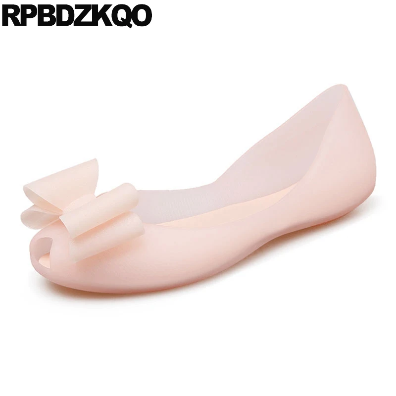 

Jelly Pink Transparent Slip On Cheap Korean Bow Gray 2021 Women Flats Shoes With Little Cute Bowtie Designer Peep Toe Ladies