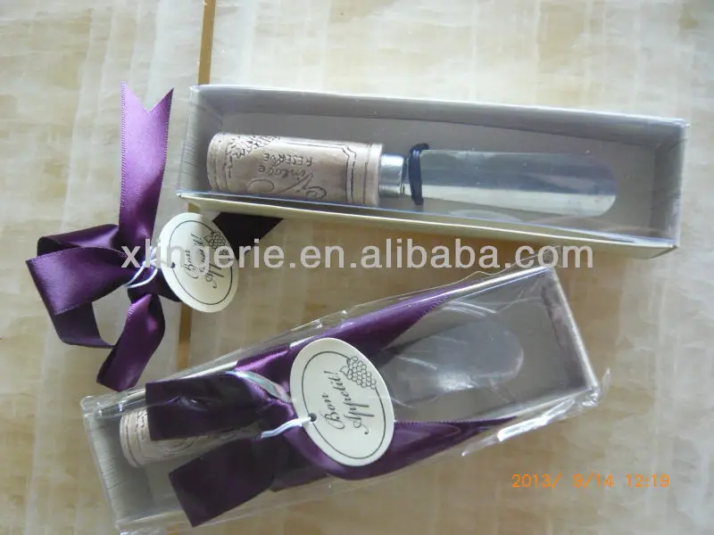 

Free shipping Factory directly sale 40pcs/lot Wedding favor Stainless Steel Spreader with Wine Cork Handle