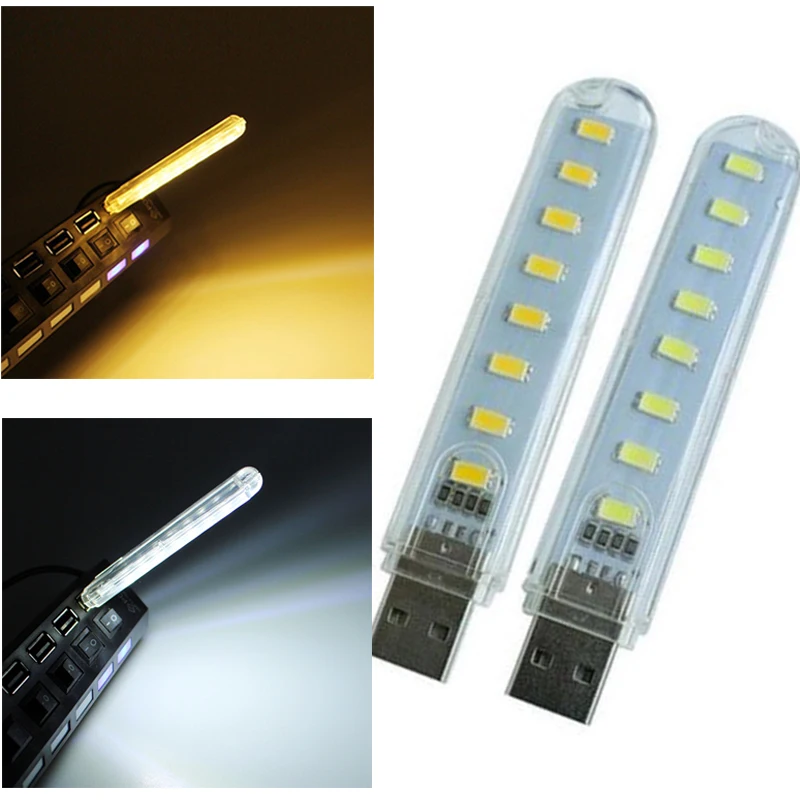 8 Led USB светильник, мини-лампа для чтения, портативный книжный светильник, ночной Светильник s для настольного ночного чтения, внешний аккумулятор для ноутбука, лампа для ноутбука