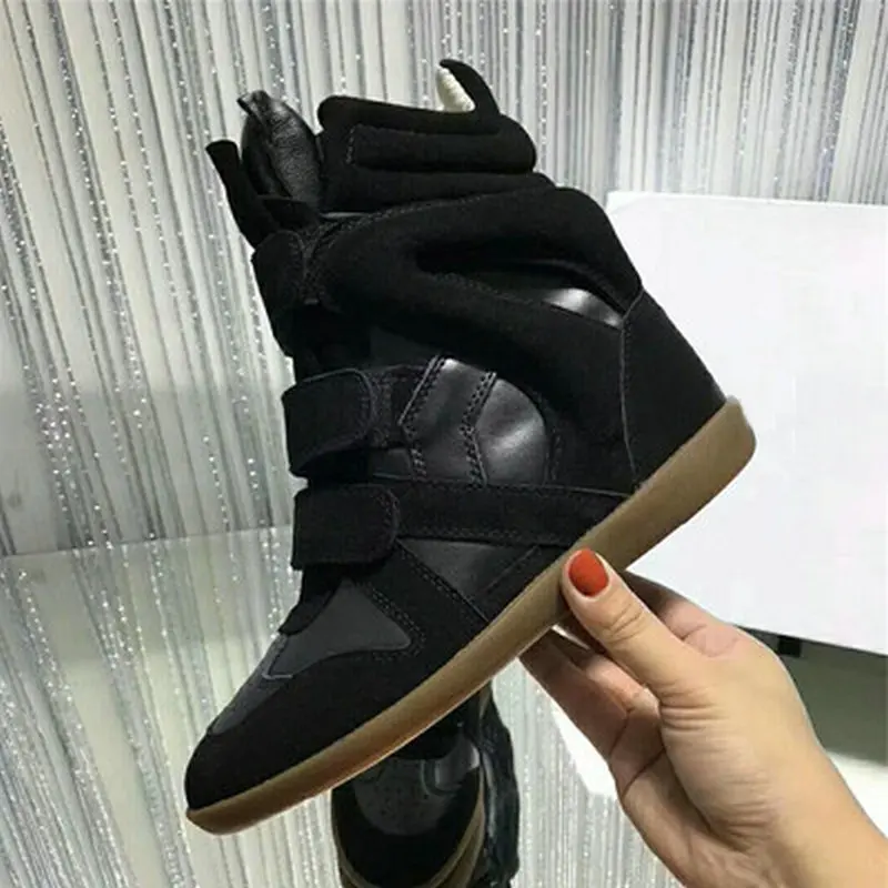 JINGKUBU/Новые ботинки из коровьей замши модная повседневная женская обувь в американском и Европейском стиле, увеличивающая рост женская обувь, большие размеры 35-41