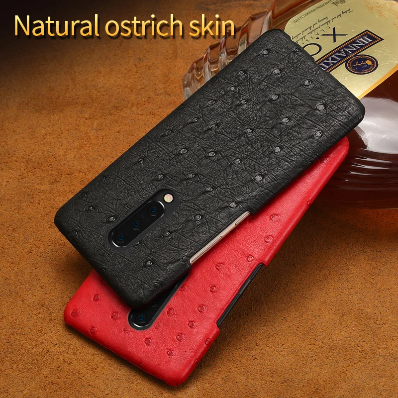 

Original Leather Case For Oneplus 7 7t PRO 8pro Real Ostrich phone case For one plus 8 pro 7t 6 6T 5 5T Luxury Smartphone fundas