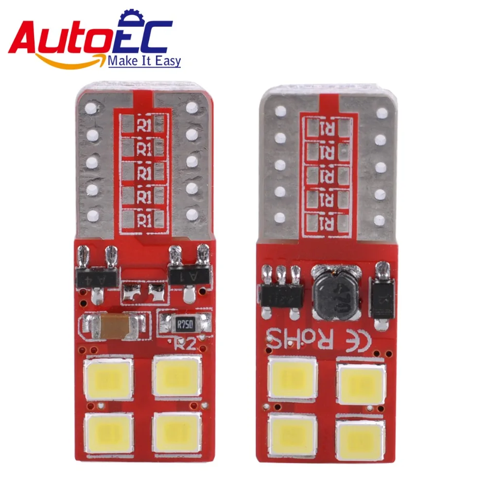 Светодиодная автомобильная лампа AutoEC 100x Canbus T10 8smd 2835, Canbus W5W t10 LED canbus 194 2835SMD без ошибок, белая лампочка, фотолампочка, LB178