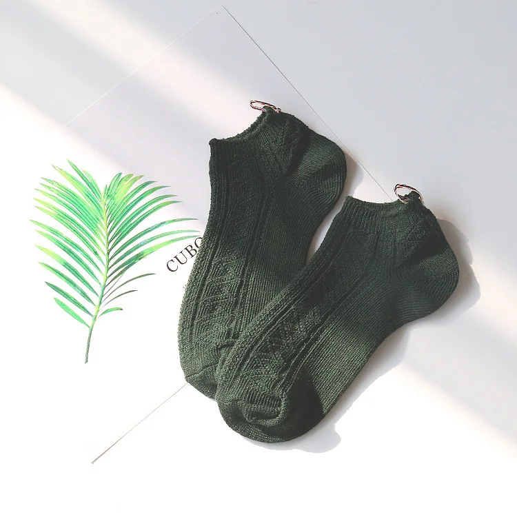 green PEONFLY/женские хлопковые невидимые носки-лодочки, однотонные носки для влюбленных, забавные Тапочки - Цвет: green
