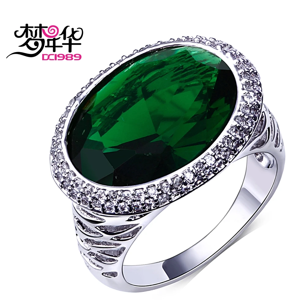 DC1989 Big Stones Big Rings For Women Bridal Engagement Ring Simulated Cubic Zircon Pave Setting Lead Free Rhodium Gold Plated