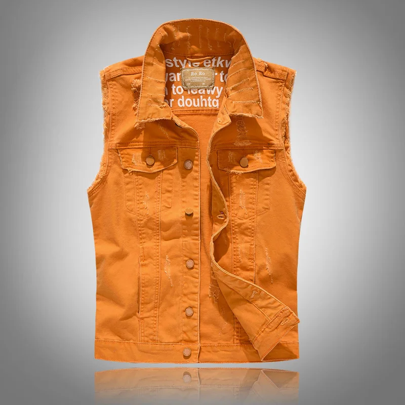 2019 мужские военные Slim Fit Жилет в ковбойском стиле рваная куртка с камуфляжным