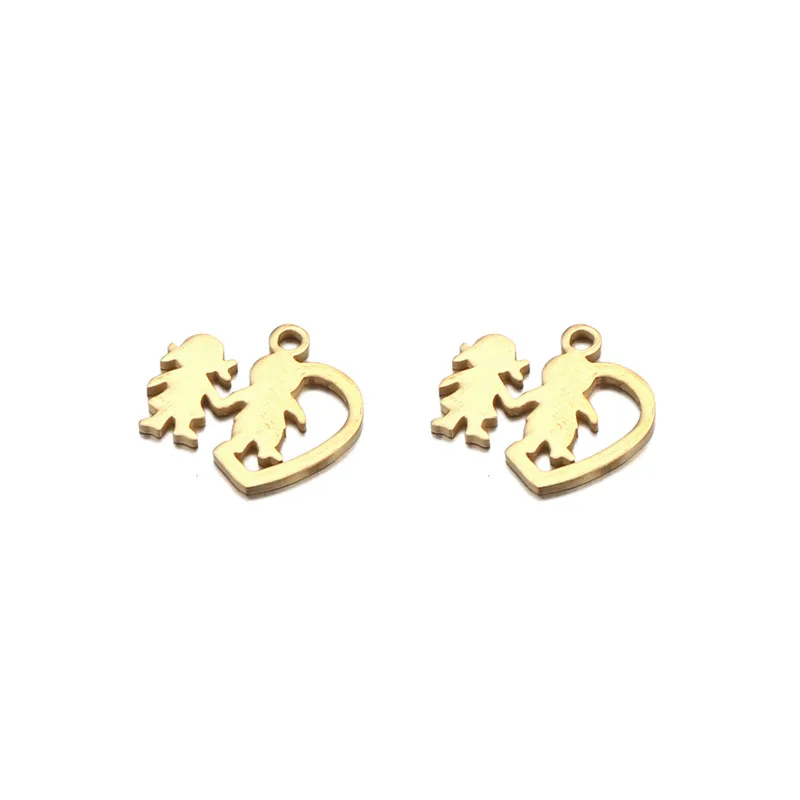 Gold Sister KDY075 10 шт. милые маленькие шармы из нержавеющей стали в форме листа звезды, круглые подвески в виде сердца для изготовления ювелирных изделий, круглые шармы, подвески, аксессуары - Окраска металла: Gold Sister KDY075