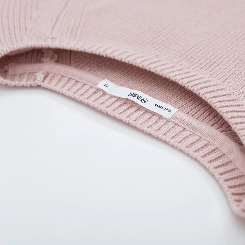 SEMIR Women Rib Knit Sweater with Ruffle Trim Women's Pullover Ruffle-Trimed Sleeve Ribbing at Crewneck for Spring | Женская одежда