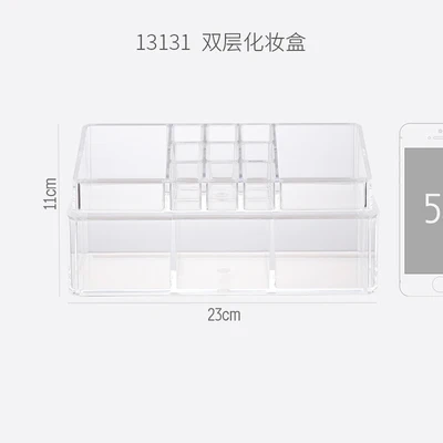 11+3 Grid Acrylic Transparent Makeup Organizer Storage Box Nail Polish Brushes Eyeliner Pencil Stand Cotton Pad Cosmetic Holder | Дом и сад