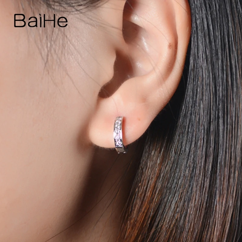 BAIHE Solid 14 K желтое золото 0.18ct круглый полный огранки натуральные бриллианты Свадебные модные ювелирные изделия серьги-гвоздики