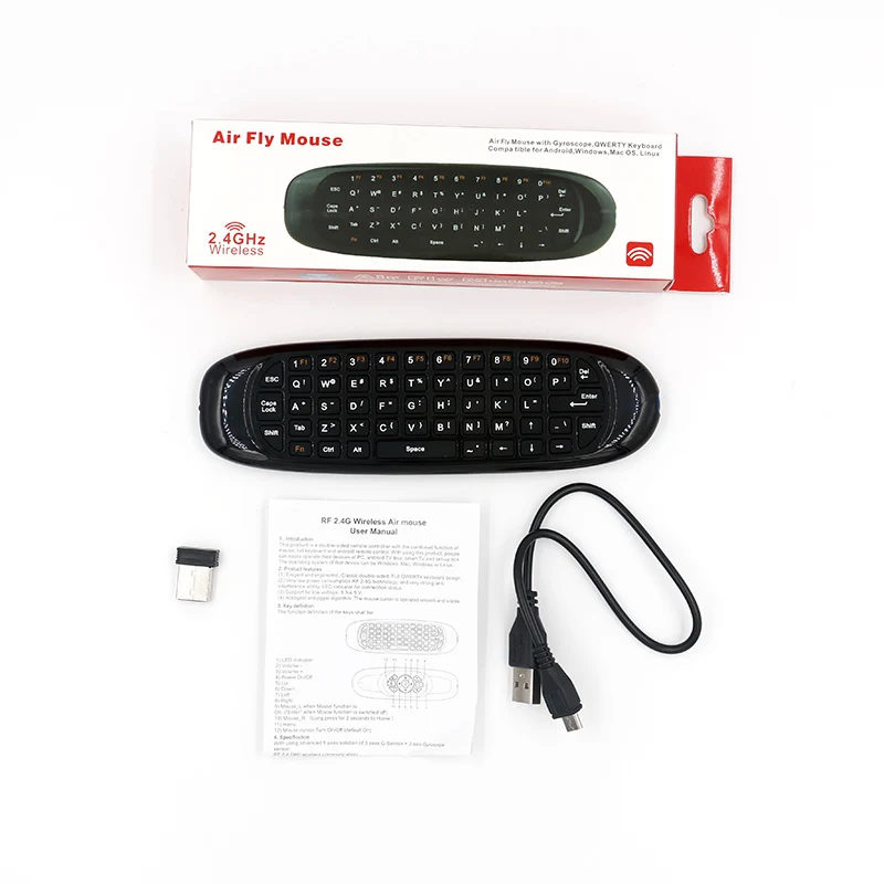 Новое обновление гироскоп Fly Air mouse C120 Plus Беспроводная игровая клавиатура Android