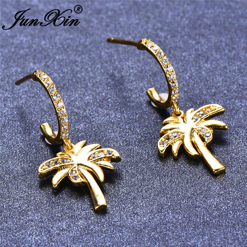 ROXI Boho кокосовой пальмы свисающие серьги для женщин со стразами белого цвета с