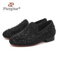 piergitar 2021 new rhinestone children loafers handmade party and wedding kid casual shoes parental shoe same men loafers design